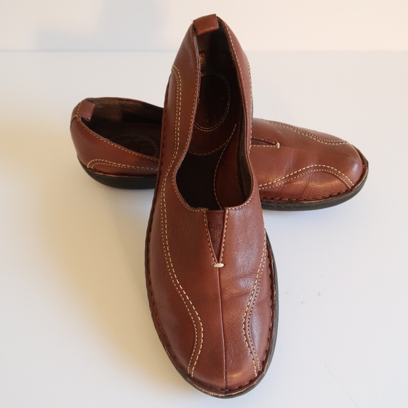 Clarks Shoes - Clarks Brown Leather Slip On Driving Oxfords 8